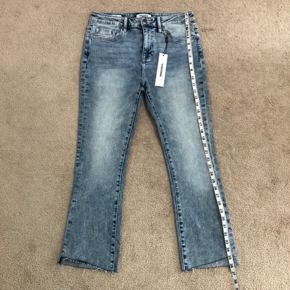 Vigoss Miley Pop Crop Denim Jeans Size 28 Light Wash Raw Hem - Picture 11 of 14